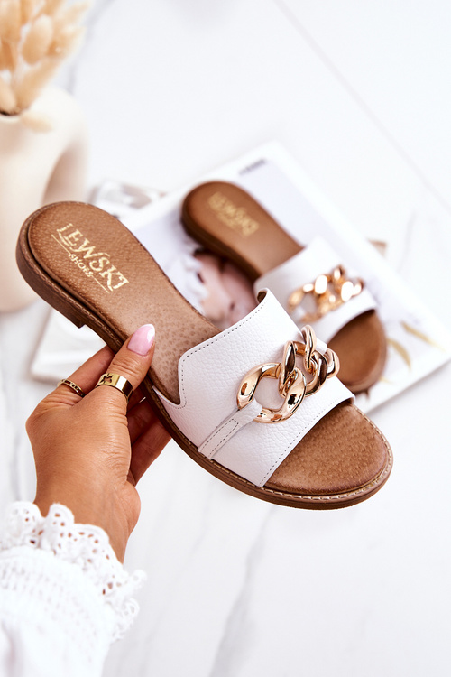 Шкіряні шльопанці Lewski 3052 білі