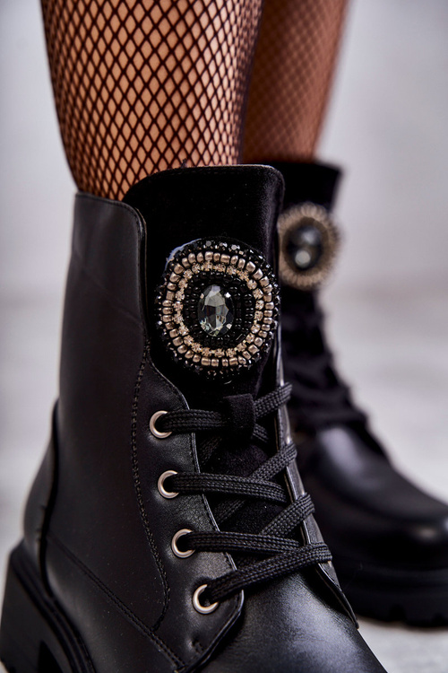 Теплі шкіряні черевики з декором Black Blandi