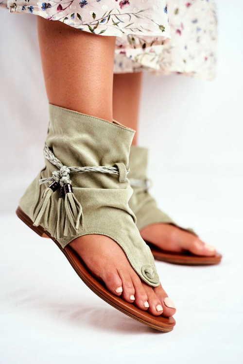 Жіночі шльопанці сандалі з верхом зелені SL1011 Madrit