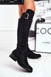 Жіночі високі чоботи Замша/Лайкра Чорні Наташа