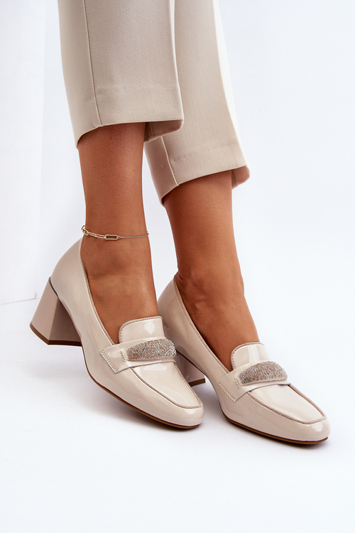 Бежеві лаковані туфлі на високих підборах Felicijana