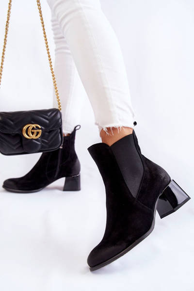 Жіночі замшеві чоботи на підборах Чорні Berit