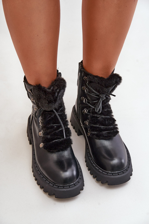 Теплі ботильйони на блискавці з еко шкіри Willatta чорного кольору