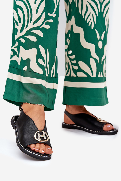 Площині Елегантні Сандалі З Декором Чорні Iseliria