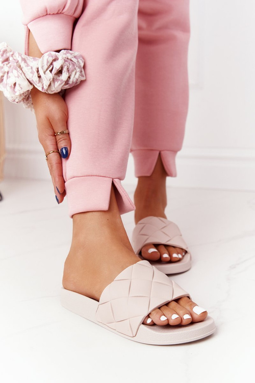 Жіночі гумові тапочки бежеві Let's Swim