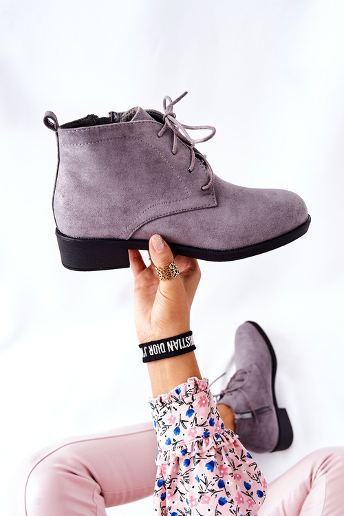 Утеплені чоботи на блискавці сірі Malitea