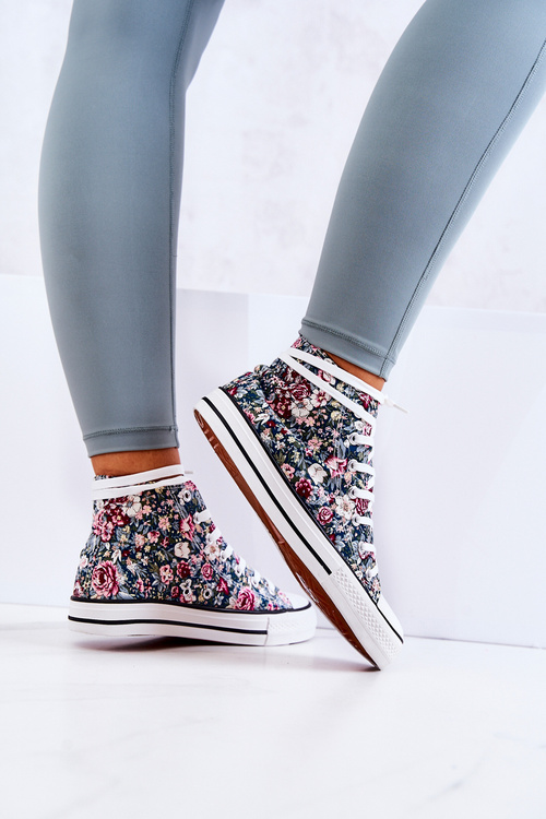 Високі кросівки із зеленими квітами Nollie