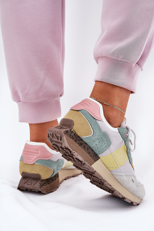 Жіночі Замшеві Кросівки Big Star RR274244 HI-POLY SYSTEM Сірі-Жовті