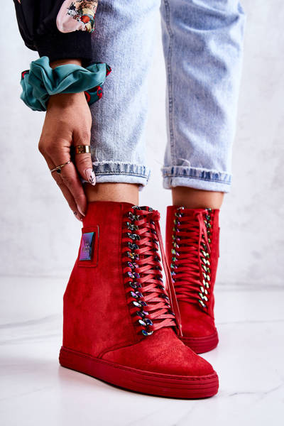 Жіночі кросівки Lu Boo з ланцюжками замшеві Multi-Red Monica