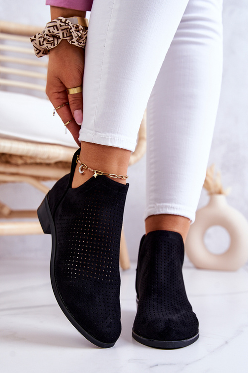 Замшеві ажурні чоботи Shirley Black