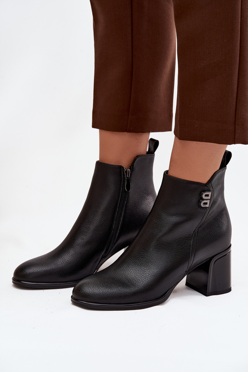 Ізольовані жіночі черевики з натуральної шкіри на підборах Чорні Jovelle