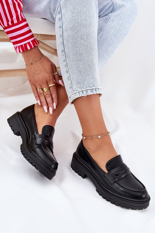 Класичні Жіночі Мокасини З Еко Шкіри Чорні Enticca