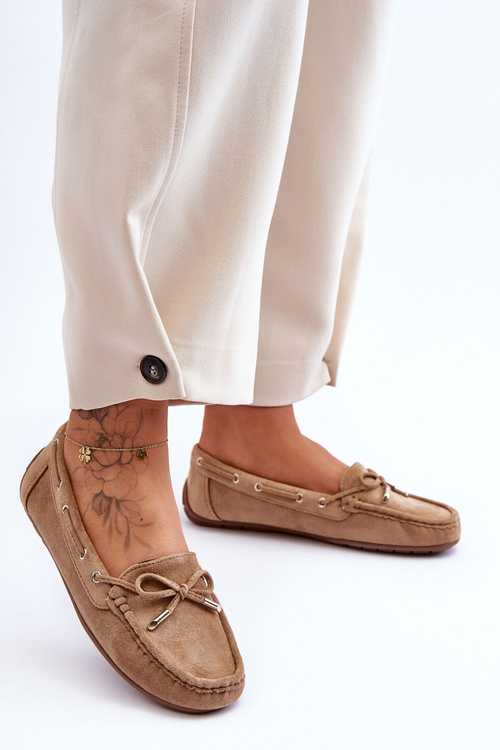 Жіночі замшеві лофери коричневі Si Passione