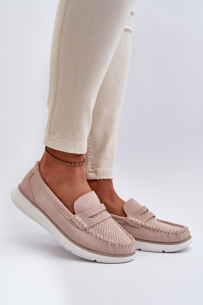 Замшеві мокасини на платформі Sergio Leone SP012 Beige