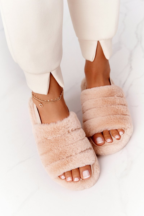 Пухнасті тапочки на платформі Бежеві сніжинки