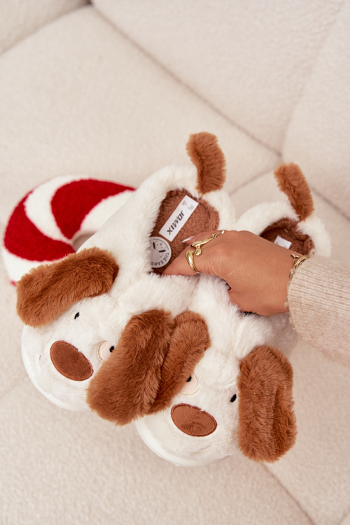 Мехові жіночі тапочки Собачки Коричневі Faylen