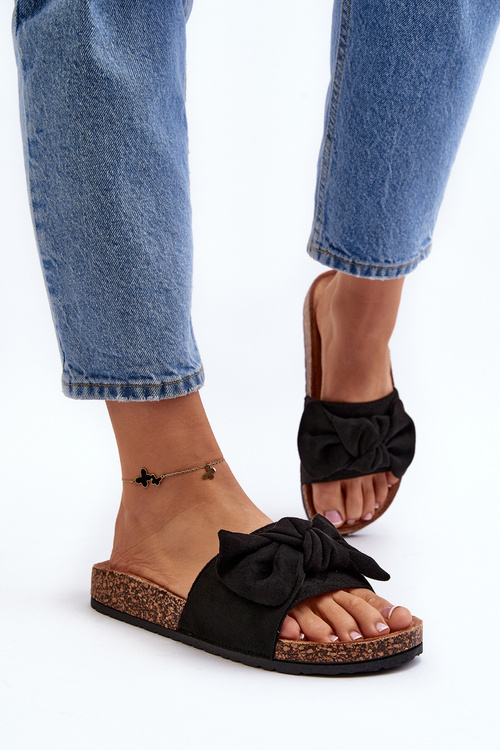 Жіночі чорні тапочки з бантом Ezephira