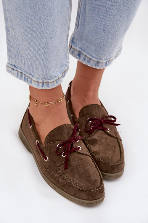 Жіночі мокасини з шнурками Темно-зелений Calivra