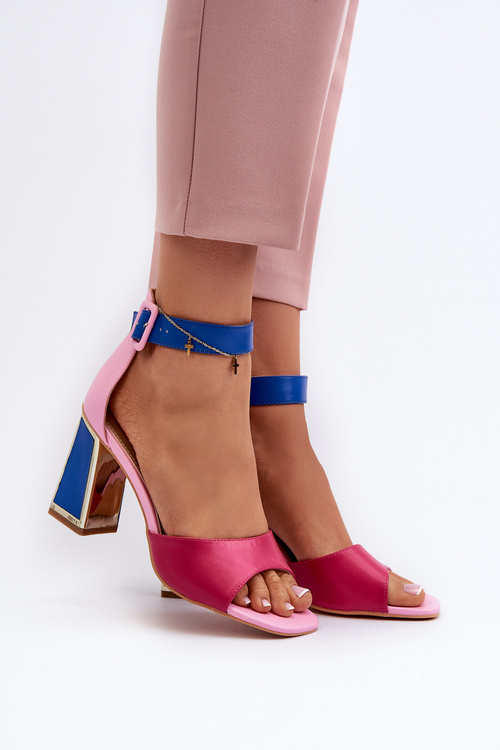 Елегантні жіночі босоніжки на шпильці рожеві Rosazara