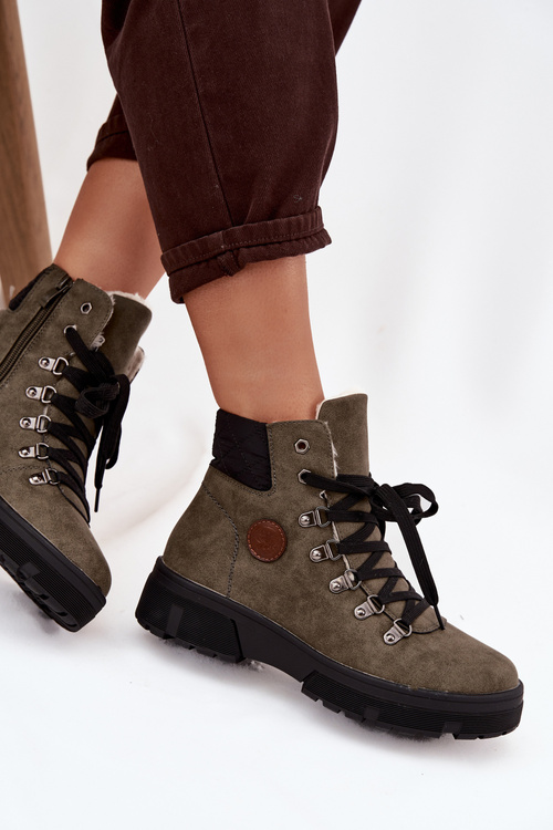 Обігріті жіночі трапери на платформі темно-зелені Zaraine