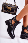 Жіночі ботильйони з вирізами чорні Santhana