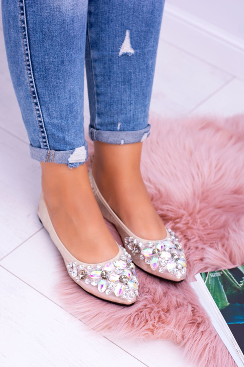 Золоті балерини Lu Boo на каменях Eraser Stones навіть