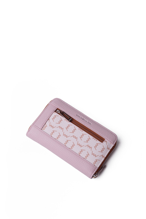Шкіряний гаманець на блискавці рожево-коричневий Merina