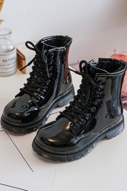 Чоботи дитячі лаковані на блискавці Чорні Tibbie