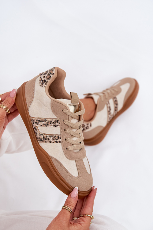 Жіночі Кросівки З Еко Замші З Леопардовим Принтом Бежеві Satylies