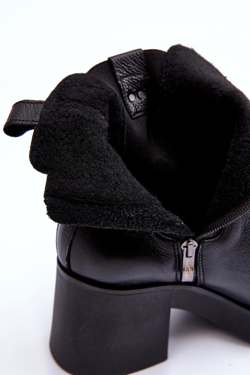 Шкіряні жіночі чоботи на підборах Чорні Kodra