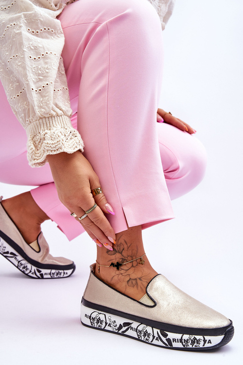 Жіночі шкіряні кросівки сліпони Gold Ottavia