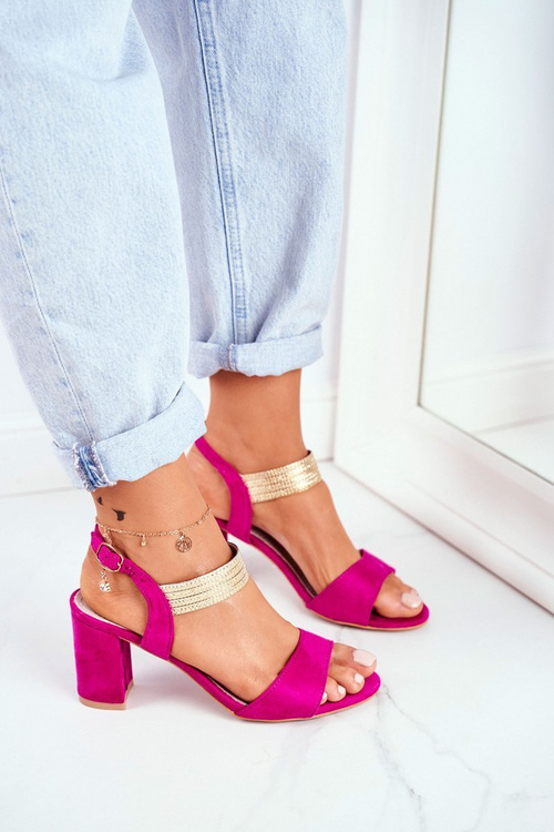 Жіночі босоніжки на шпильці, замша кольору фуксії. Насолоджуйтесь