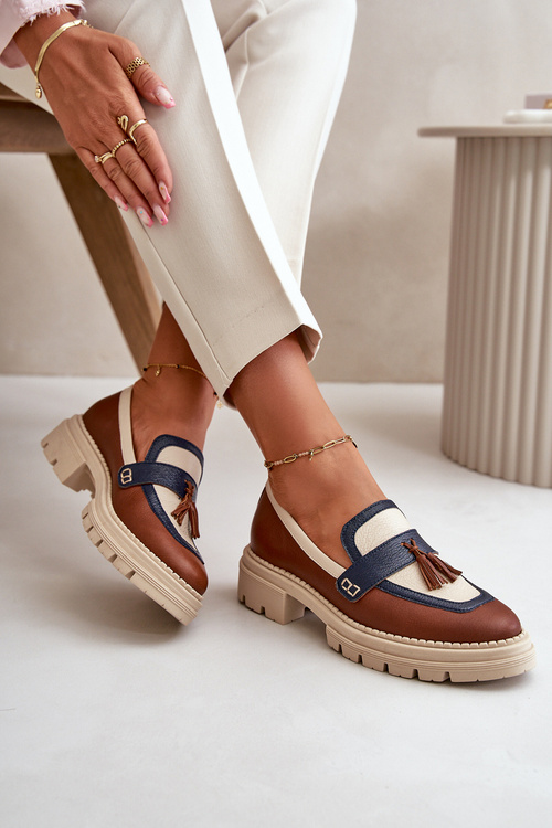 Шкіряні жіночі мокасини коричневі Laura Messi 2835