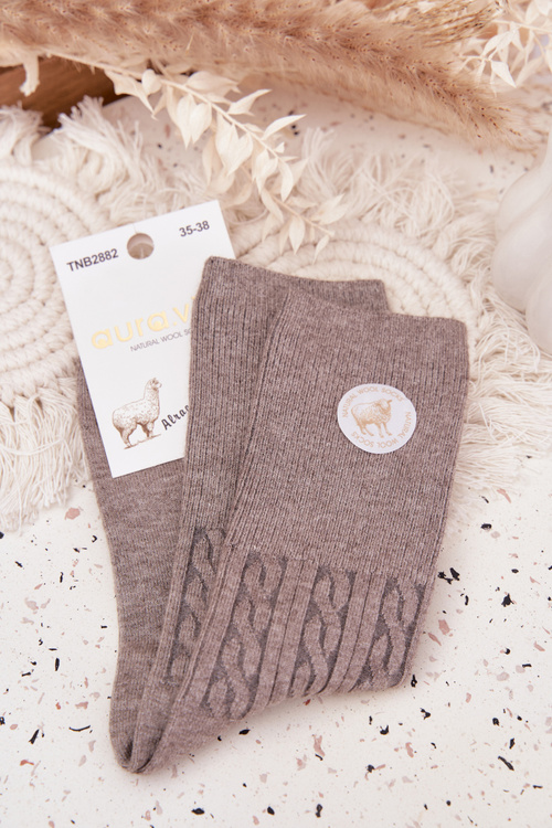 Довгі вовняні жіночі шкарпетки сірі