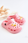 Дитячі світлі тапочки Crocs з декором Pink Bertis 