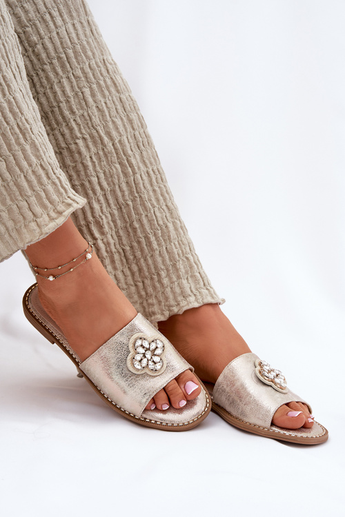 Жіночі Плоскі Сандалі З Декоративним Елементом S.Barski KV51-087 Золоті