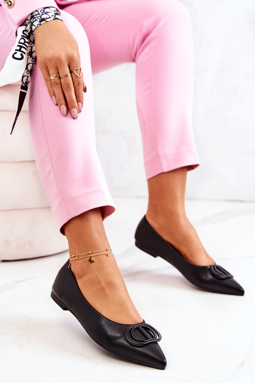 Шкіряні балетки з гострим носом Чорні Rachelle