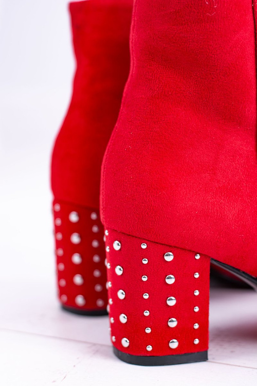 Теплі жіночі чоботи на шпильці червоні Jocasta