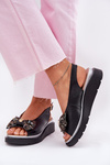 Жіночі шкіряні сандалі на платформі з бантом Zazoo 1882 чорні