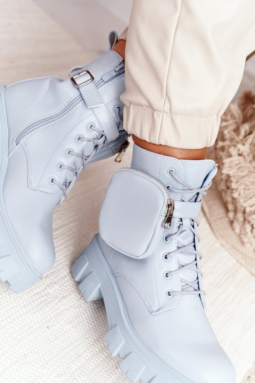 Жіночі чоботи на платформі з портмоне Сині Субота