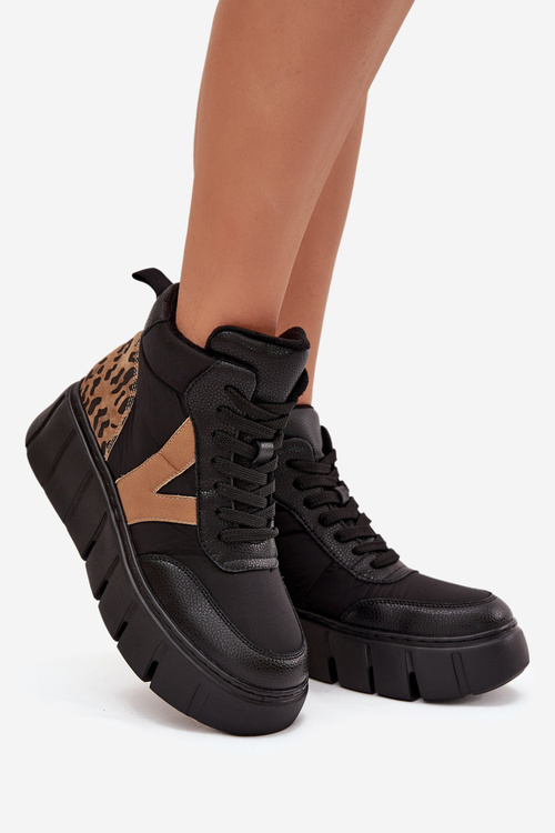 Шкіряні жіночі черевики на платформі з утепленням Vinceza 66838 Чорний