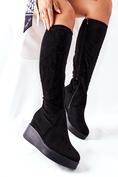 Замшеві чоботи S. Barski Black Celina