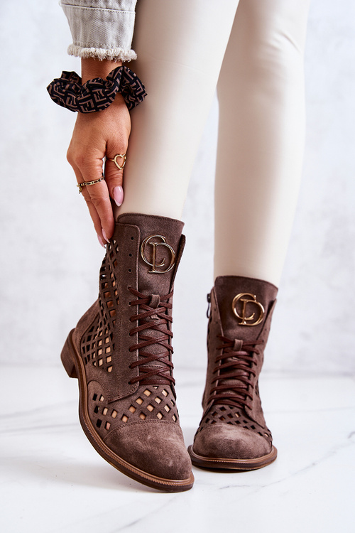 Ажурні шкіряні чоботи Nicole Brown 2695