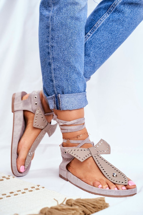 Жіночі сірі багатоярусні босоніжки Lu Boo В'єтнамки Mara