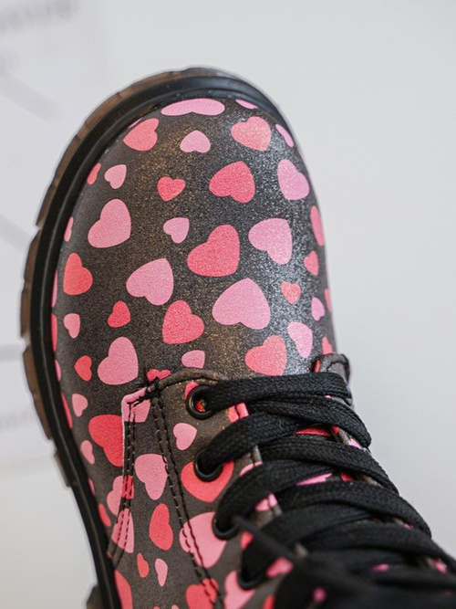 Чоботи дитячі на підкладці на блискавці чорно-рожеві Dolida