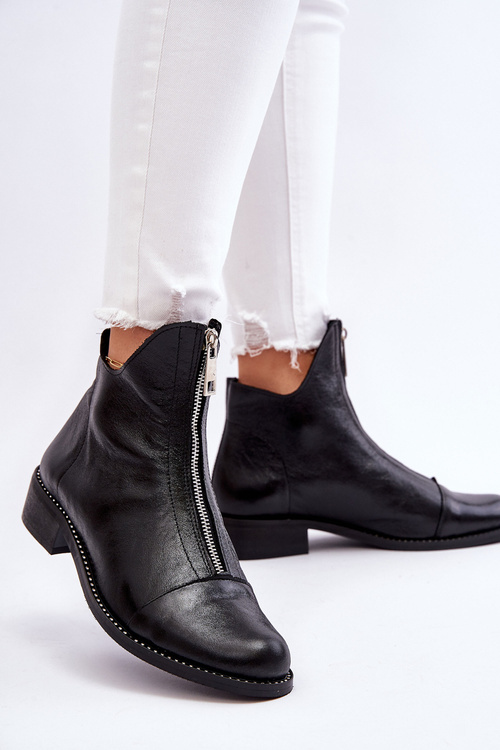 Шкіряні чоботи на блискавці Ніколь 2785/037 Чорні