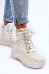 Чоботи утеплені на масивній платформі світло-бежеві Lanleh 