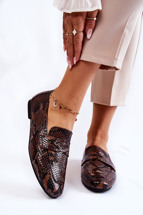 Шкіряні лофери зі змійкою La.Fi 210023BR-XS Коричневий