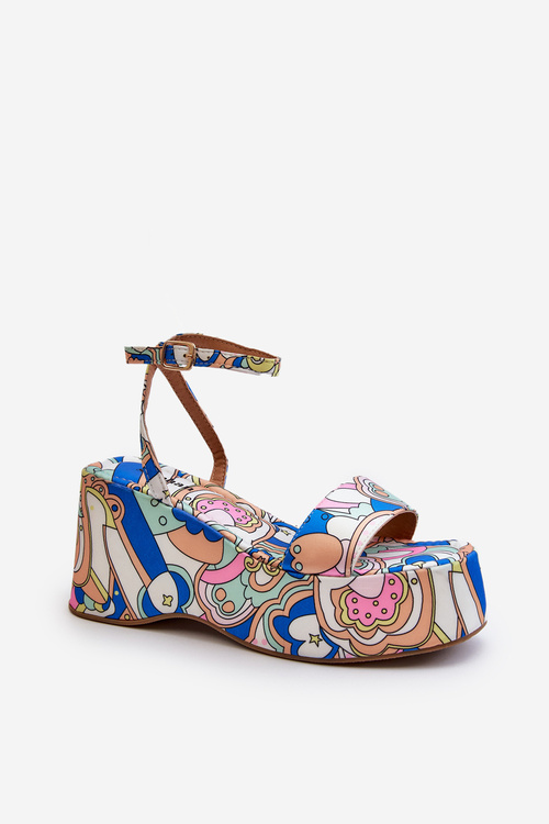 Босоніжки на платформі та танкетці з малюнком різнокольорові Wiandia