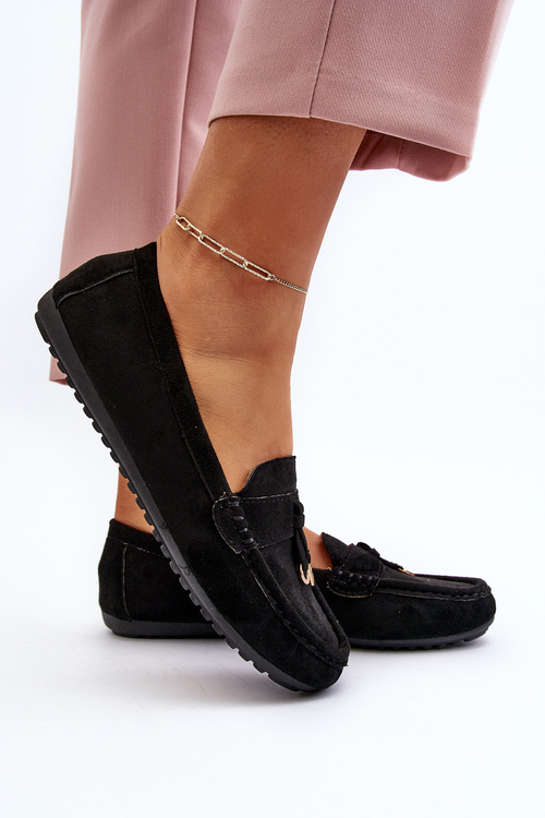 Жіночі класичні чорні замшеві мокасини Ontala